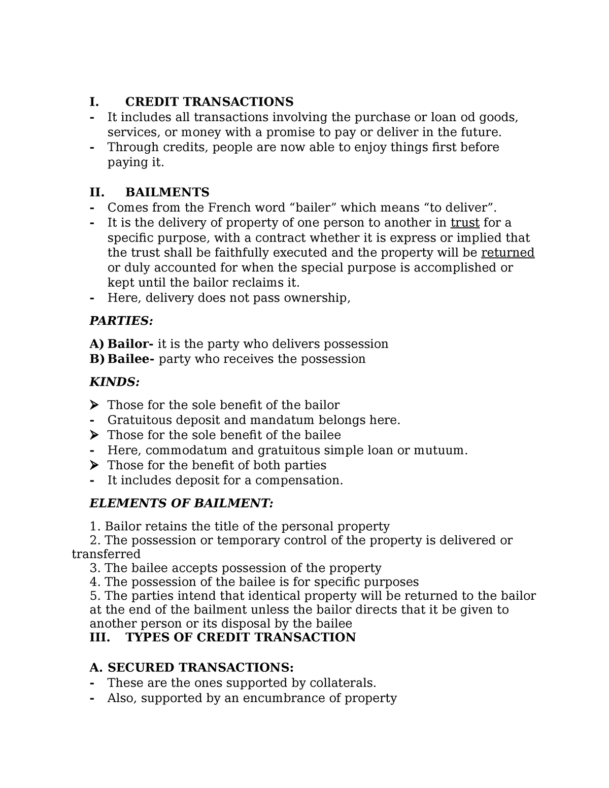 credit-transactions-types-of-credit-transaction-and-bailments-i