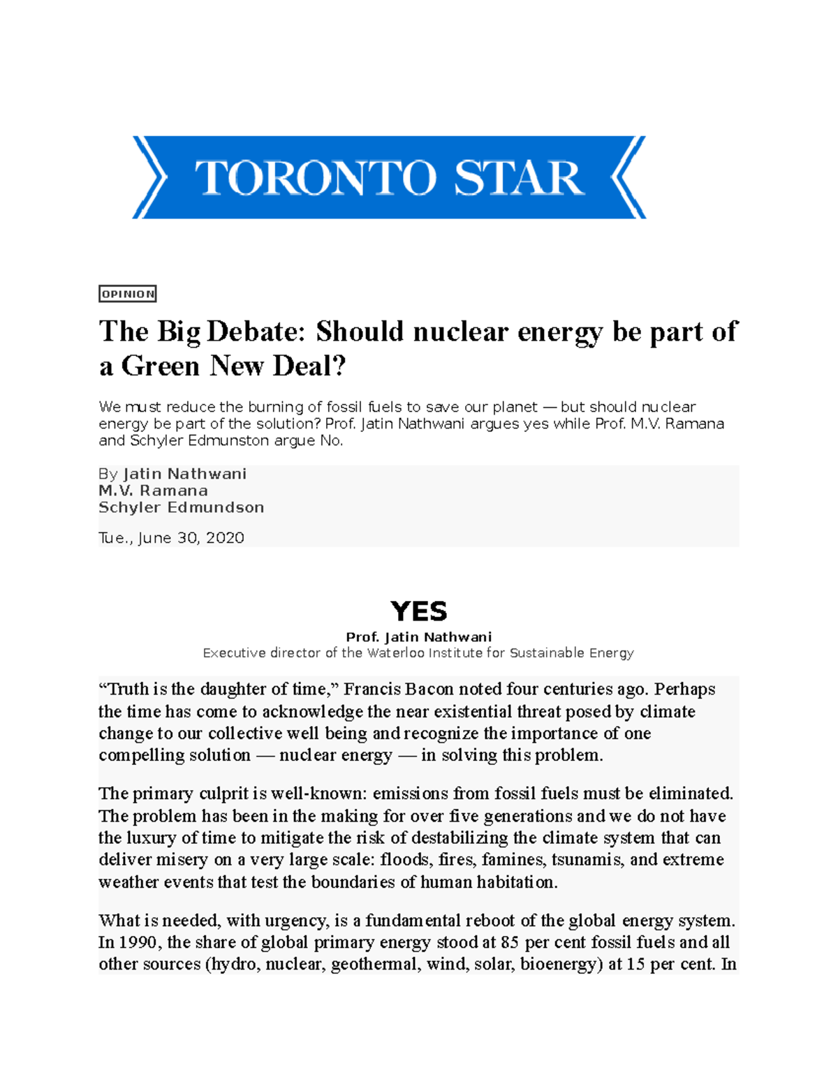 THE BIG Debate On Nuclear Energy - THE BIG DEBATE OPINION The Big ...