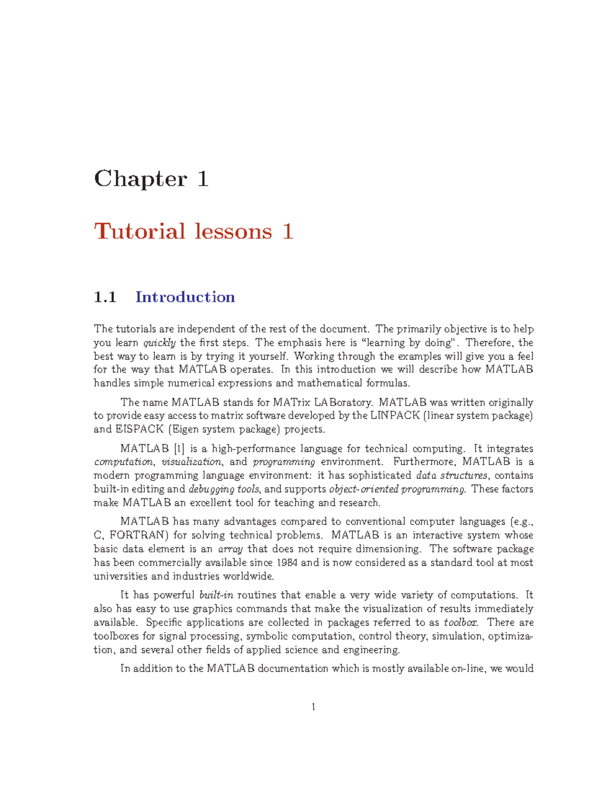 Session 1- Intro - Chapter 1 Tutorial Lessons 1 1 Introduction The ...