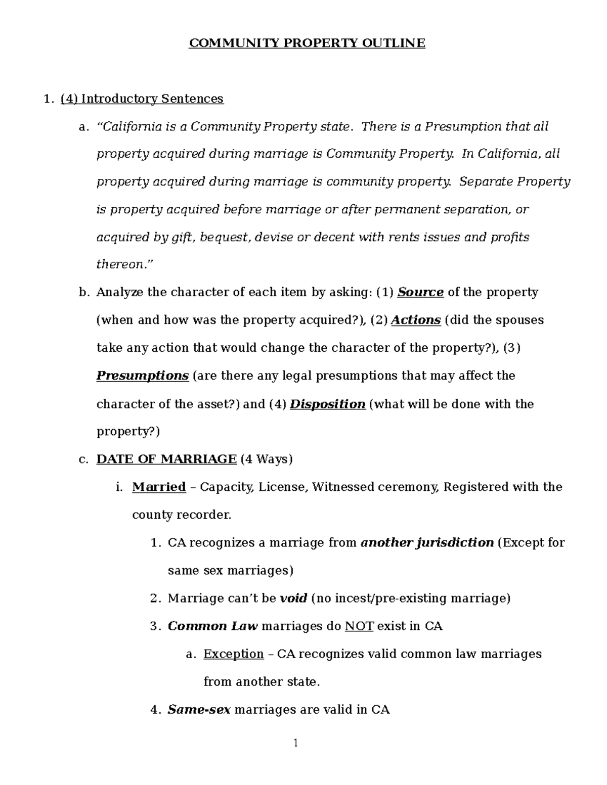 community property essay approach