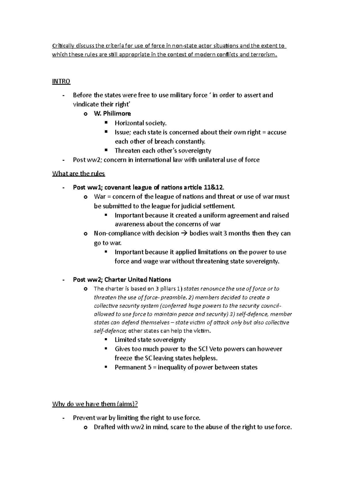 Use of force essay - Grade: A+ - LAW-5014B - UEA - Studocu