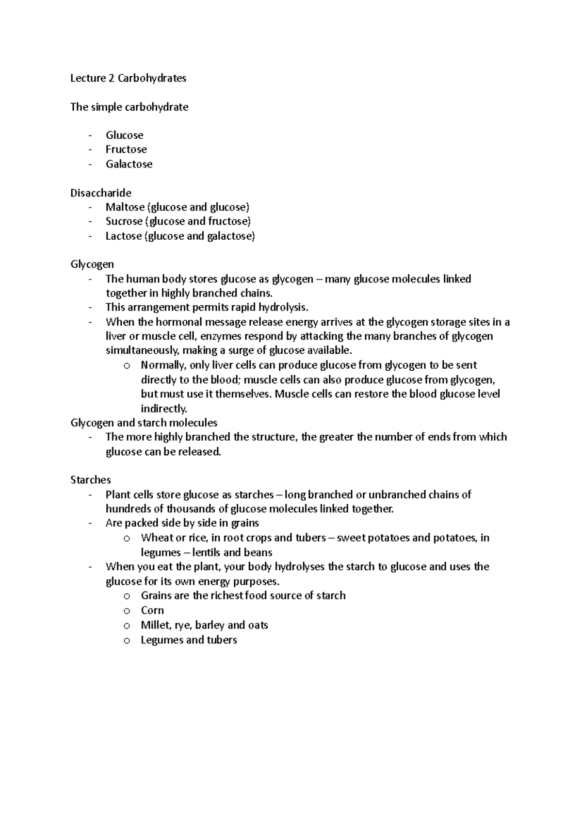 Lecture 2 Carbohydrates - Lecture 2 Carbohydrates The simple ...