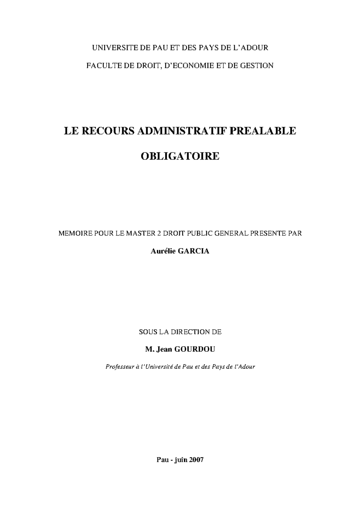 Mémoires de Master 2 Droit public UNIVERSITE DE PAU ET DES PAYS DE L — free download