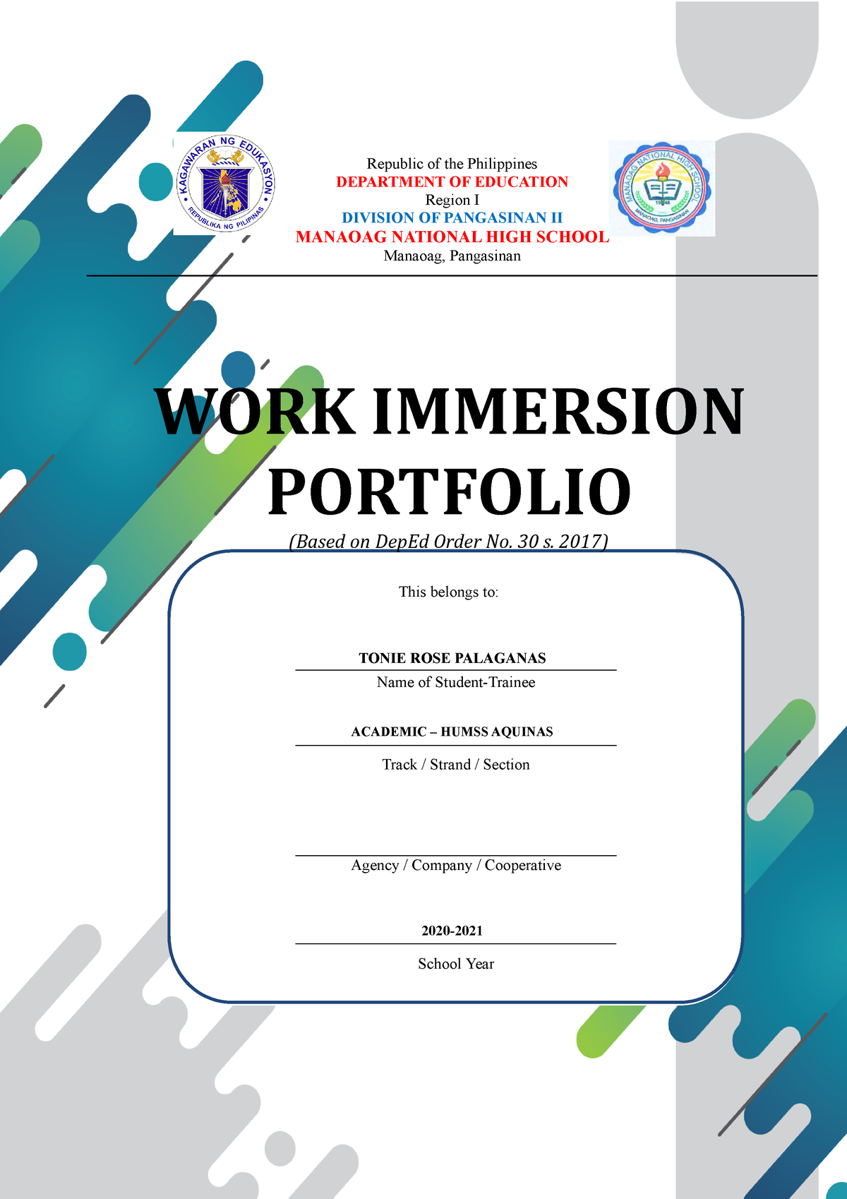 Work Immersion Template - Printable Templates Free