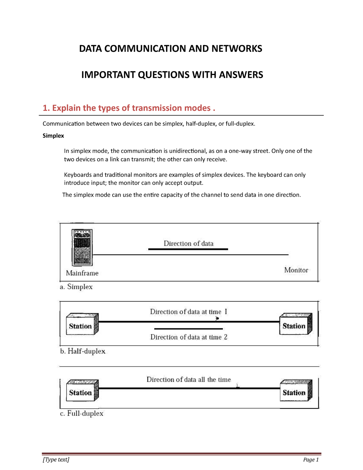 data communication assignment questions