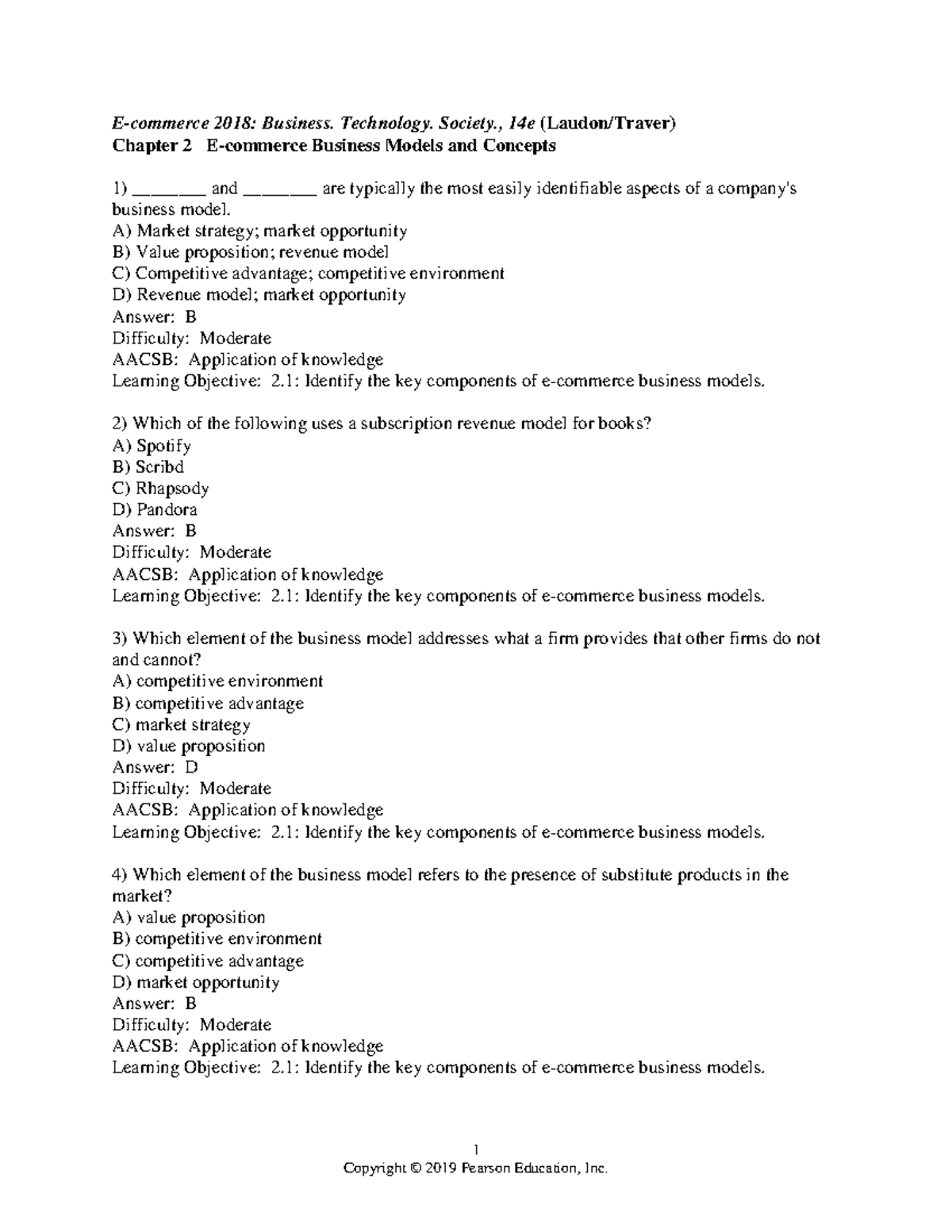 Sample/practice exam chapter 2. 15 April 2019, questions and answers ...