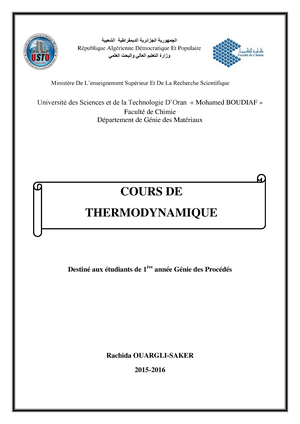 Cours De Thermochimie SMPC S1 - Studocu