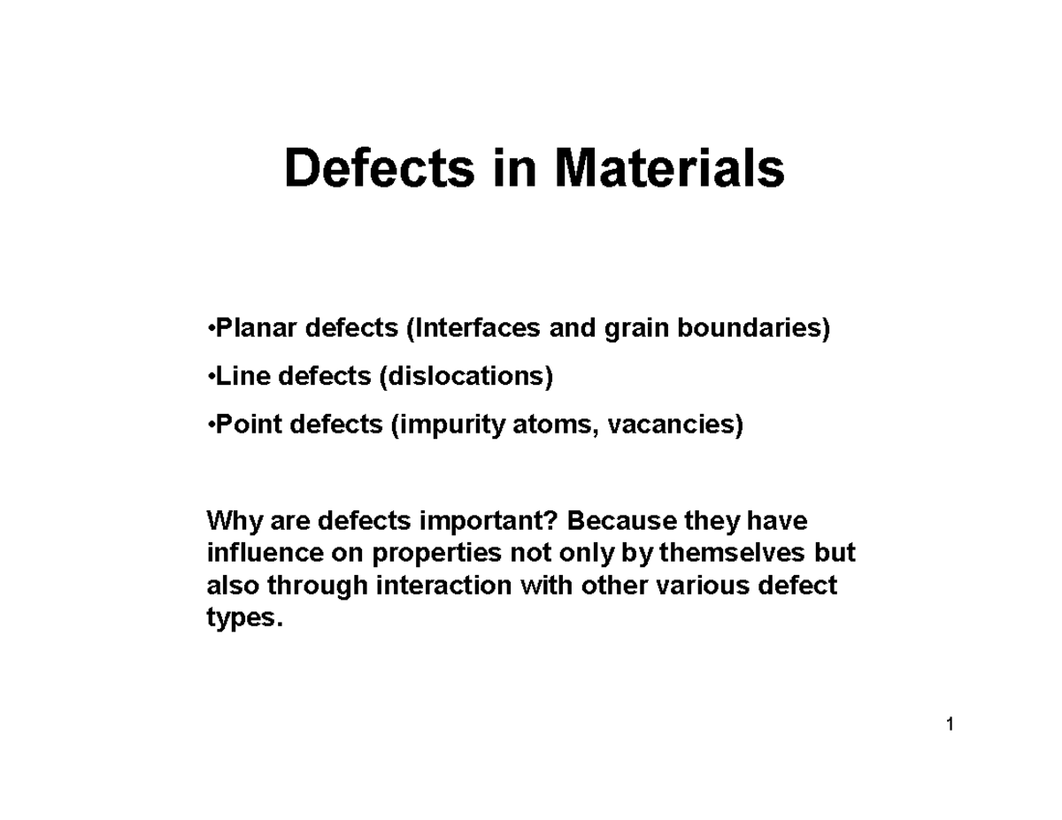 Defects - bxbznnm,z.z,bhjkm - Defects in Materials ...