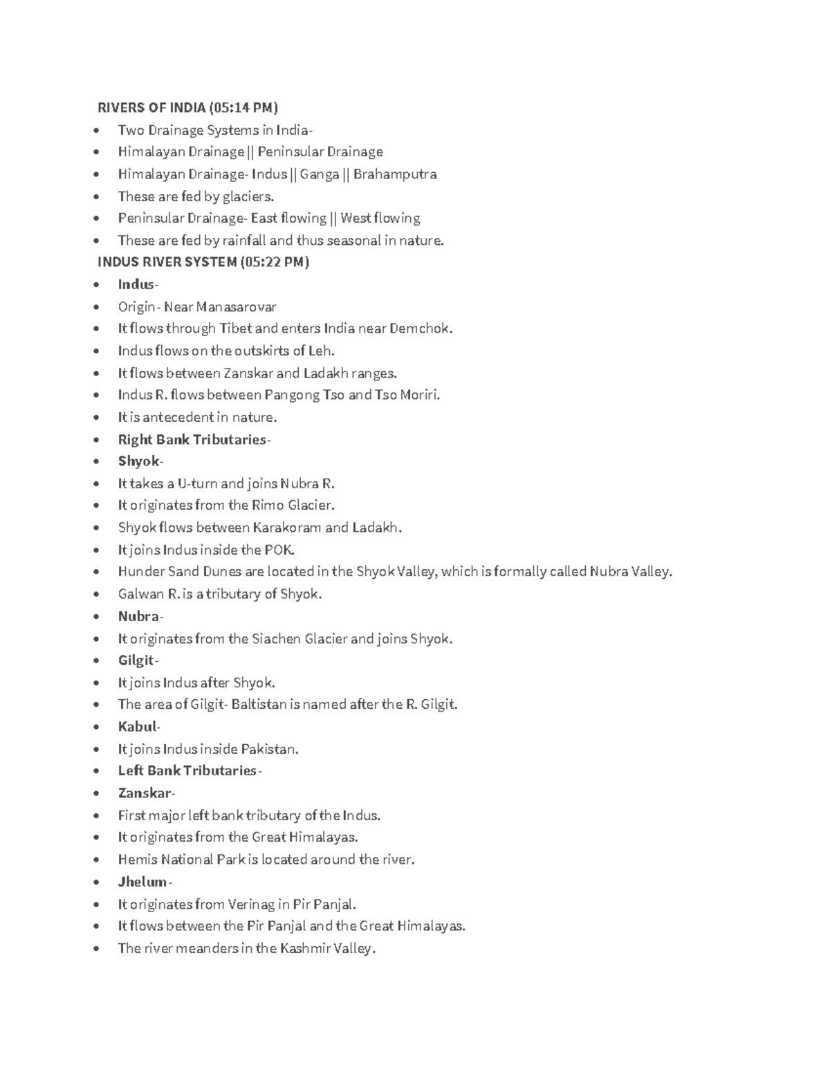 Map class 8 - Summary Mind Mapping - RIVERS OF INDIA (05:14 PM) Two ...