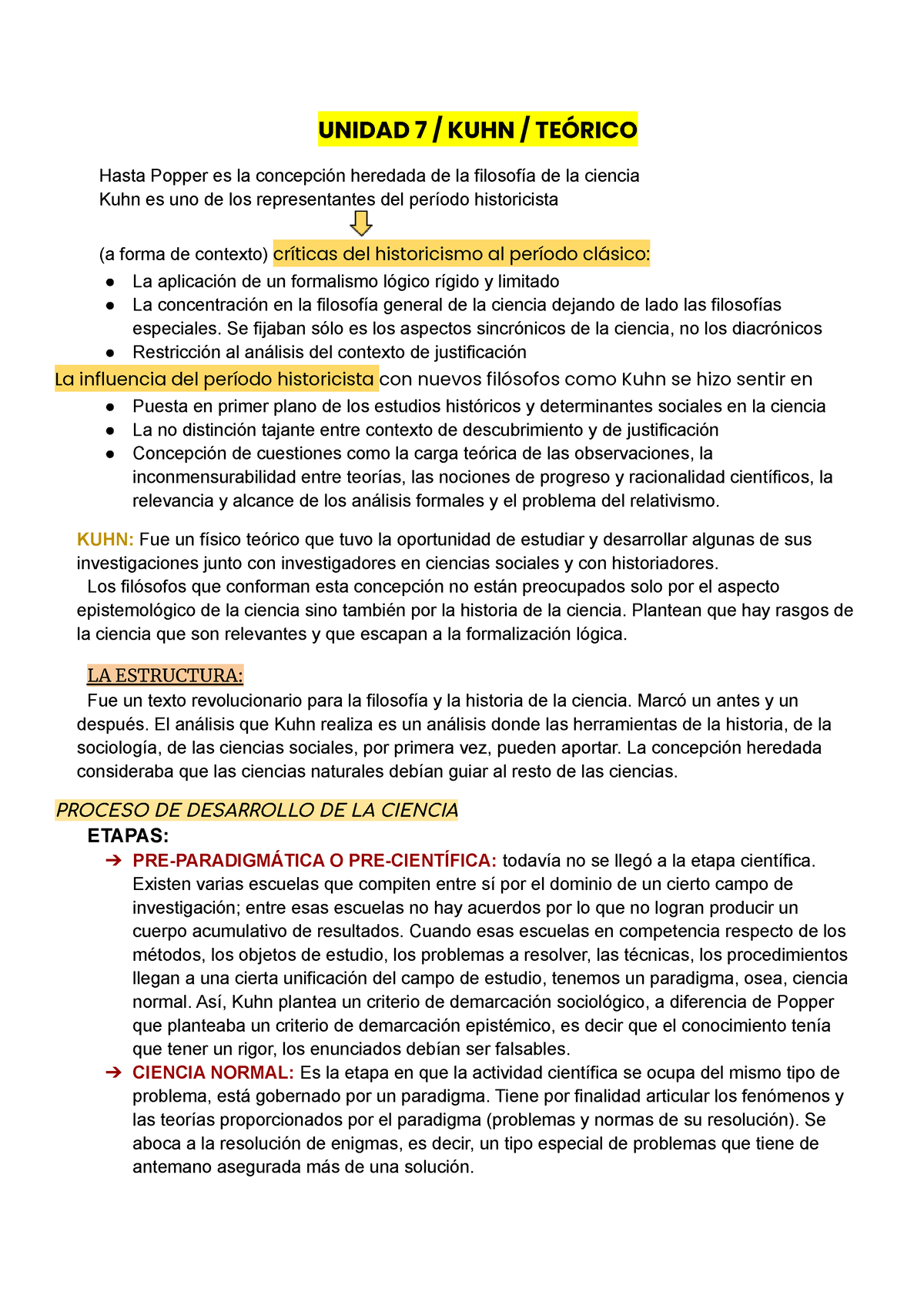 Episte U7 Teorico - UNIDAD 7 / KUHN / TEÓRICO Hasta Popper Es La ...