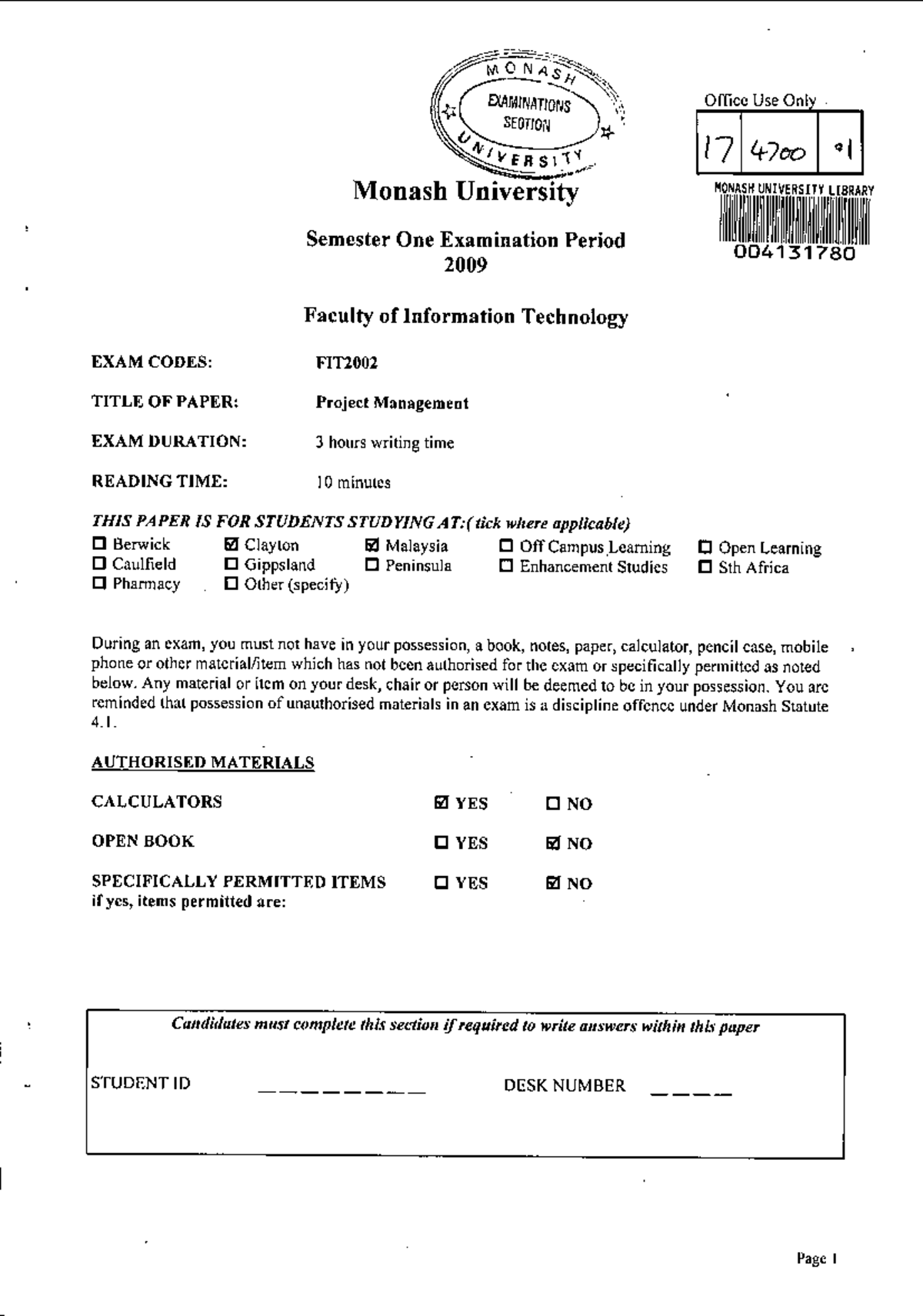 exam-2009-questions-fit2002-studocu