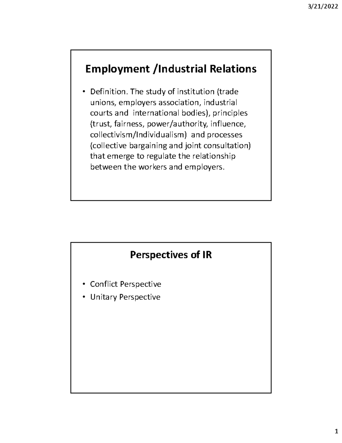 Employment Relations Human relation notes Employment /Industrial