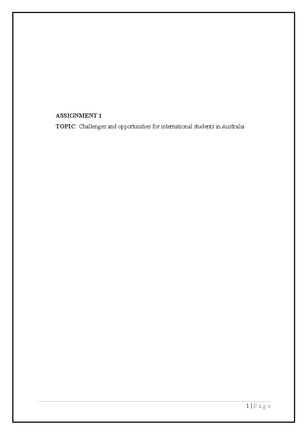 Assignment 1 - Challenges and opportunities for international students ...