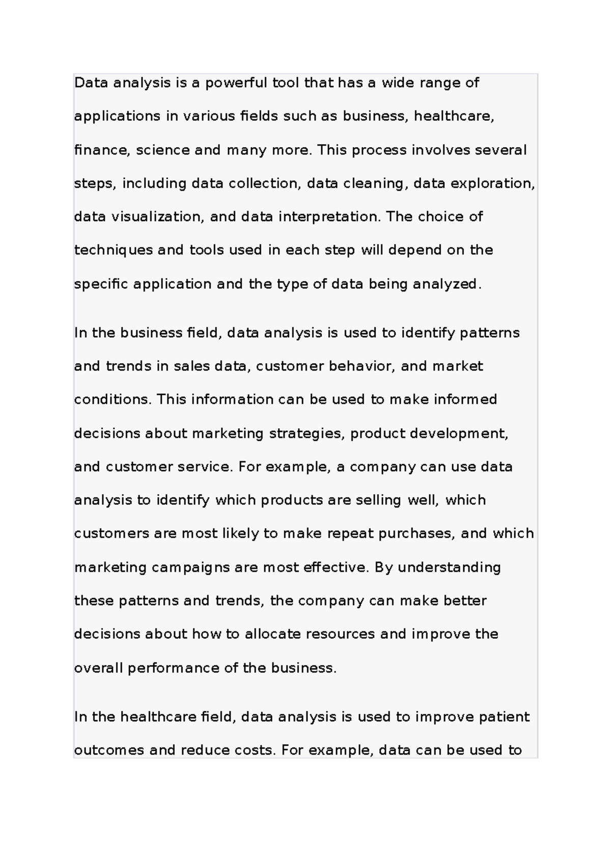Applications of data analysis essay - Data analysis is a powerful tool ...
