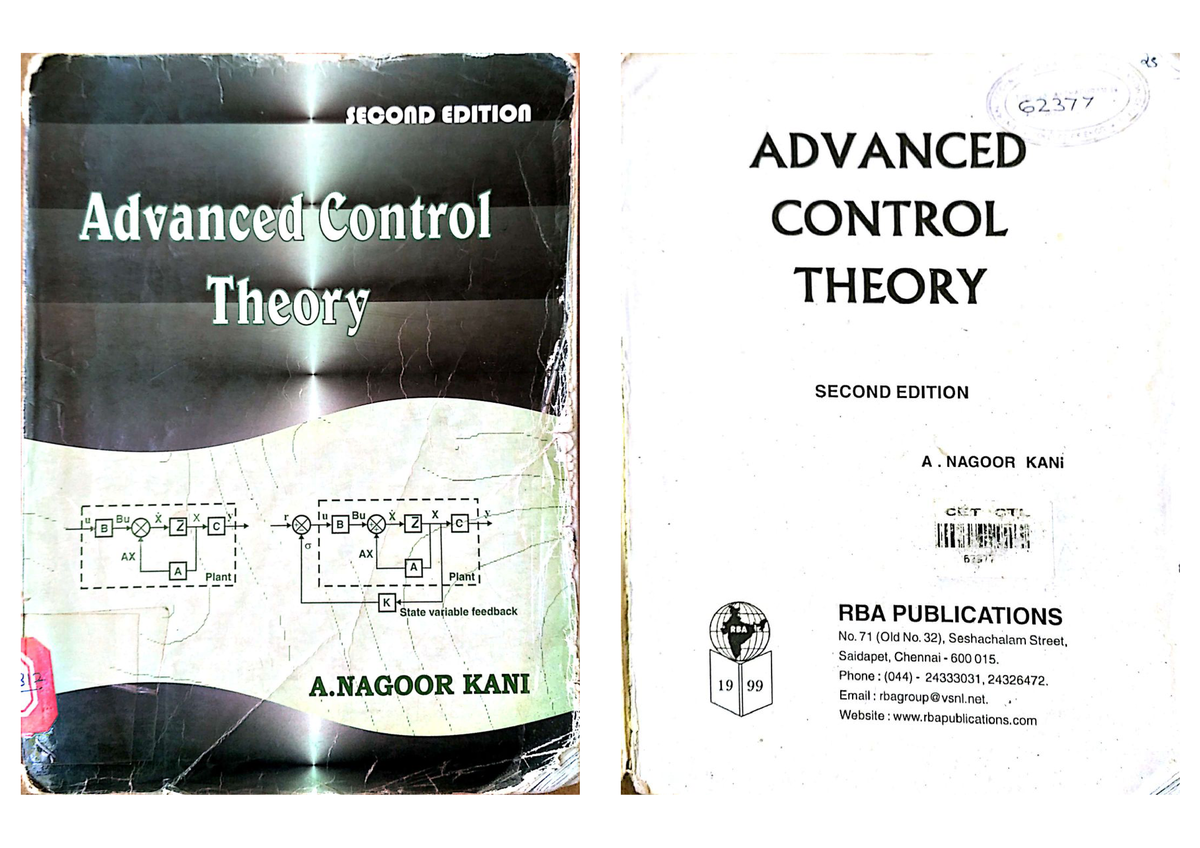 Advanced Control Theory Nagoor Kani - pdfcoffee - mechatronics - Studocu