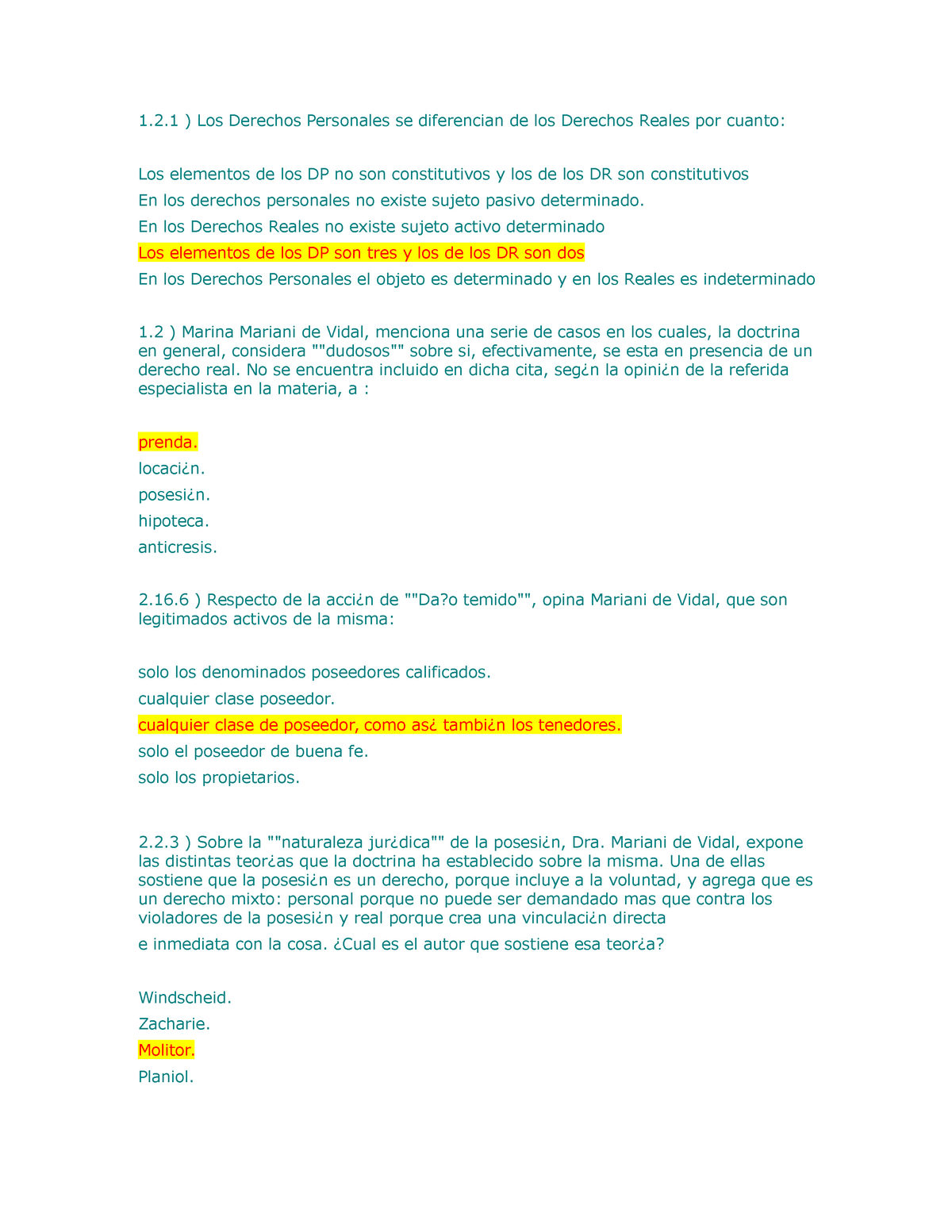 Examen Julio 2019, Preguntas Y Respuestas - 1.2 ) Los Derechos ...