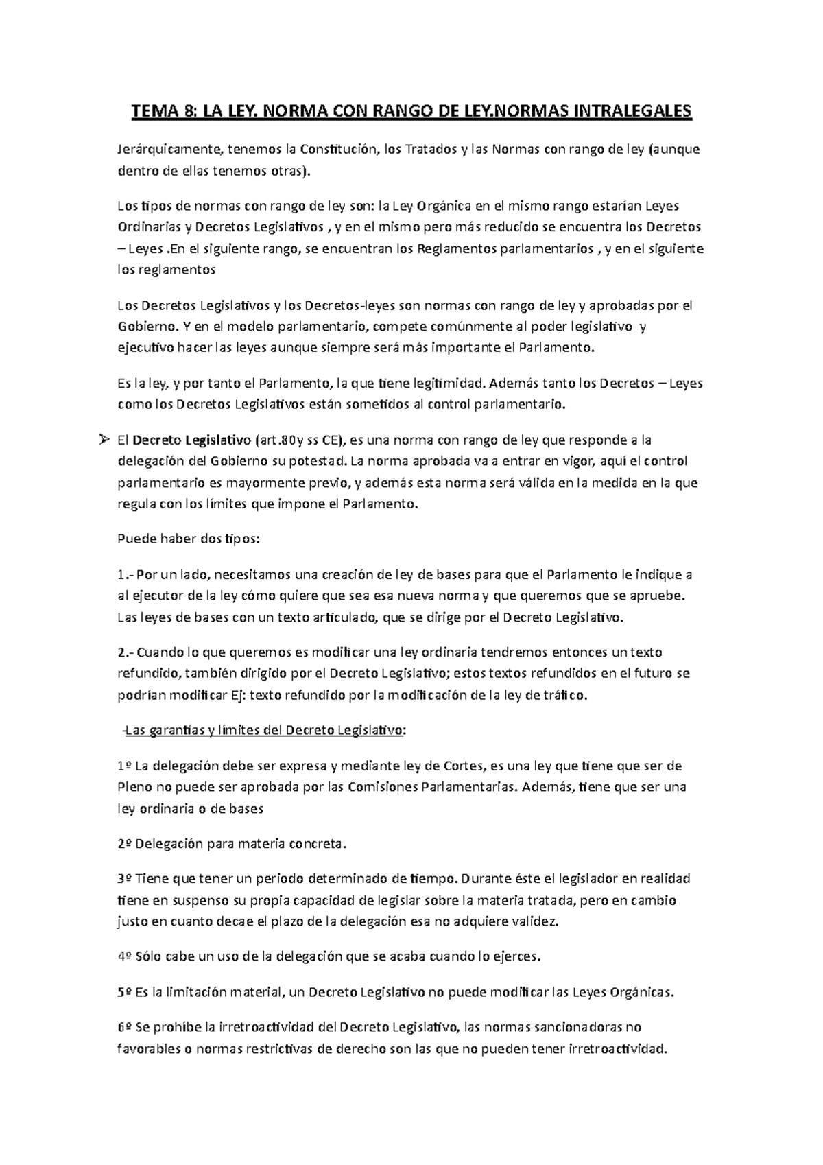 TEMA 8 LA LEY - Resúmenes elaborado por años anteriores - TEMA 8: LA ...