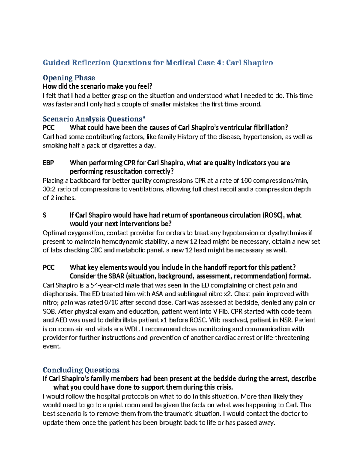 Carl - Homework - Guided Reflection Questions for Medical Case 4: Carl ...
