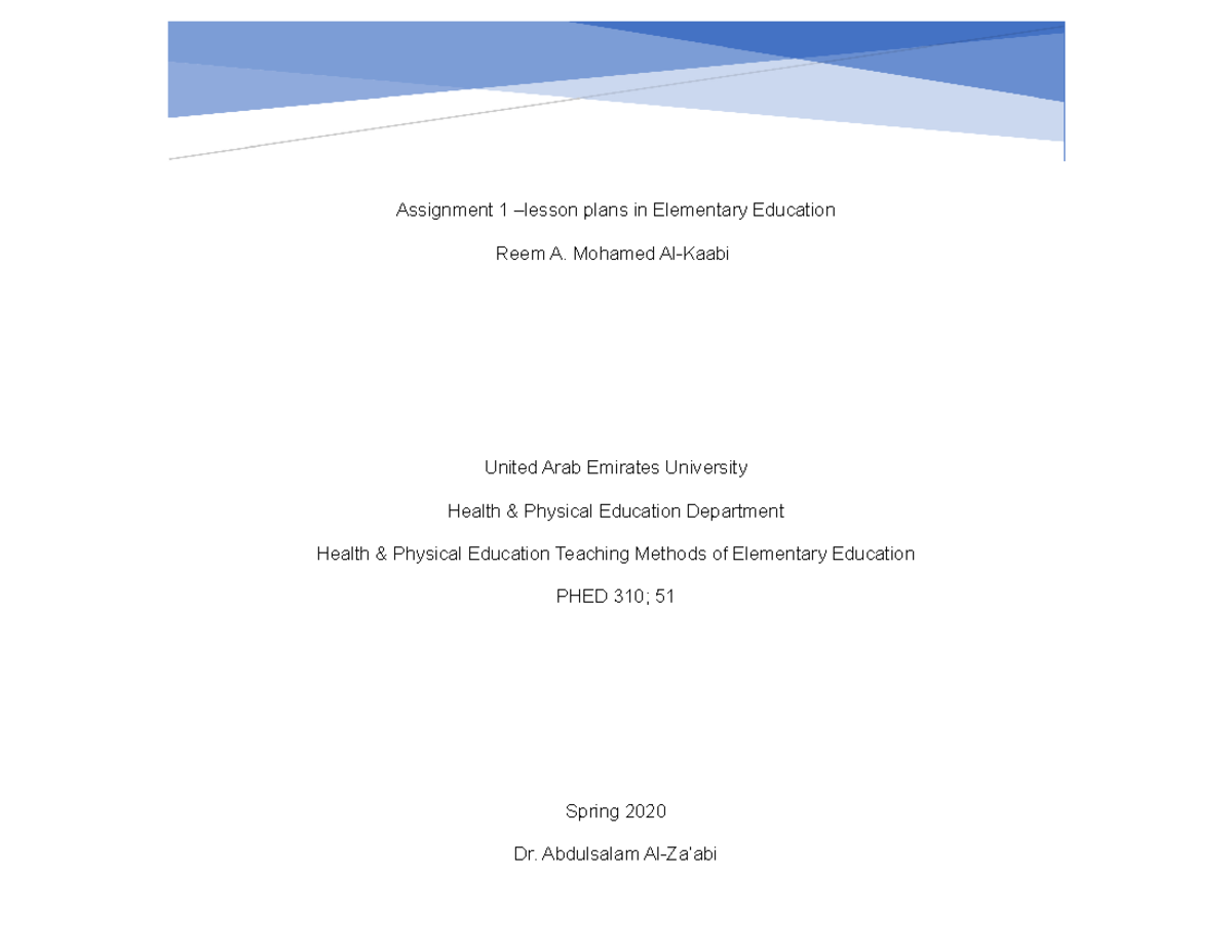 group 2 main body - Assignment 1 –lesson plans in Elementary Education ...