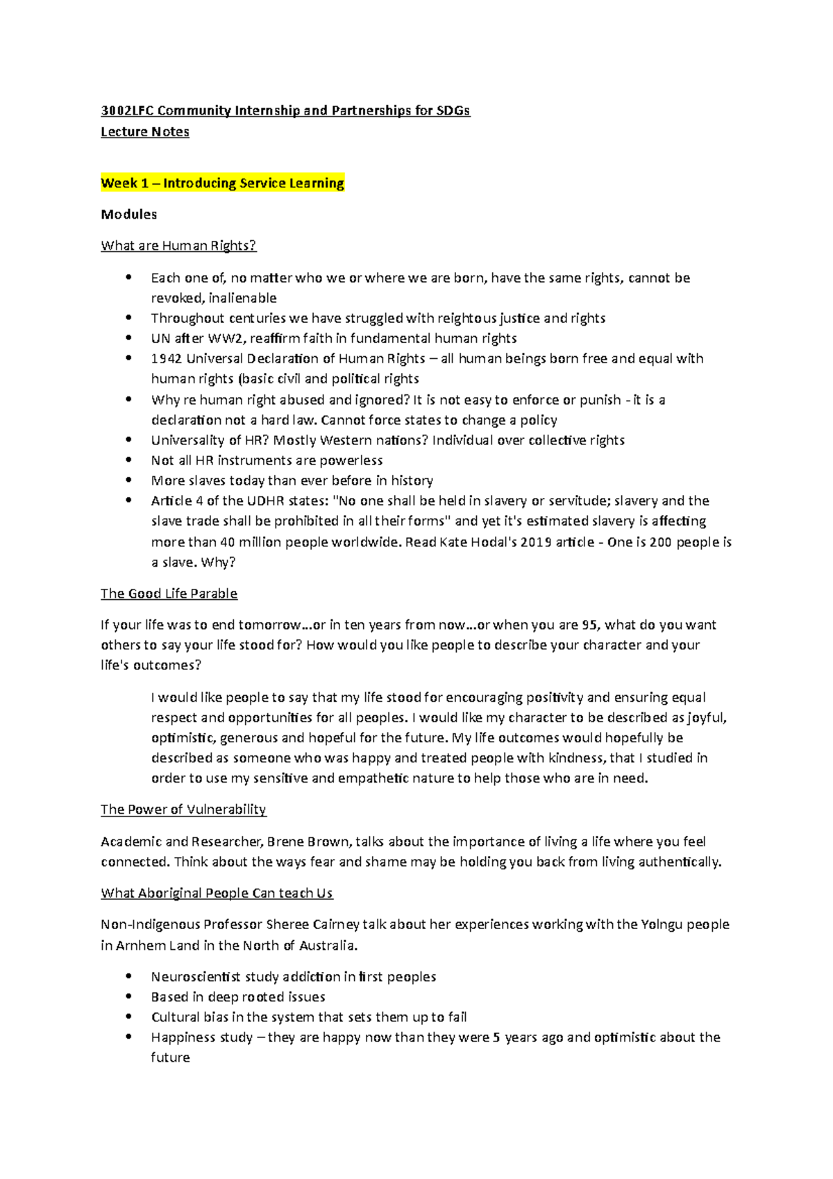 3002LFC Community Internship - Full Lecture Notes - 3002LFC Community ...