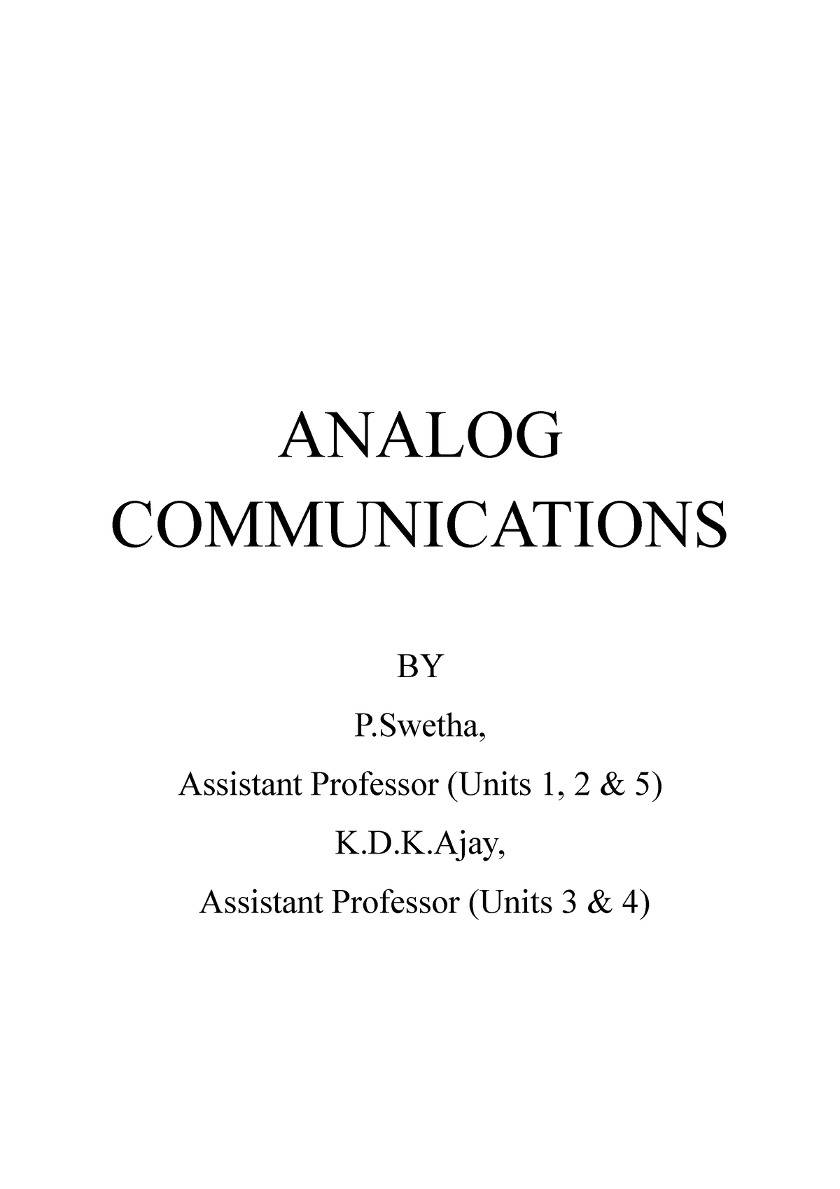 research paper on analog communication