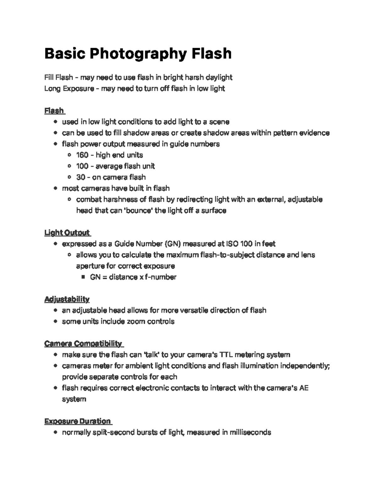 Basic Photography Flash - Studocu