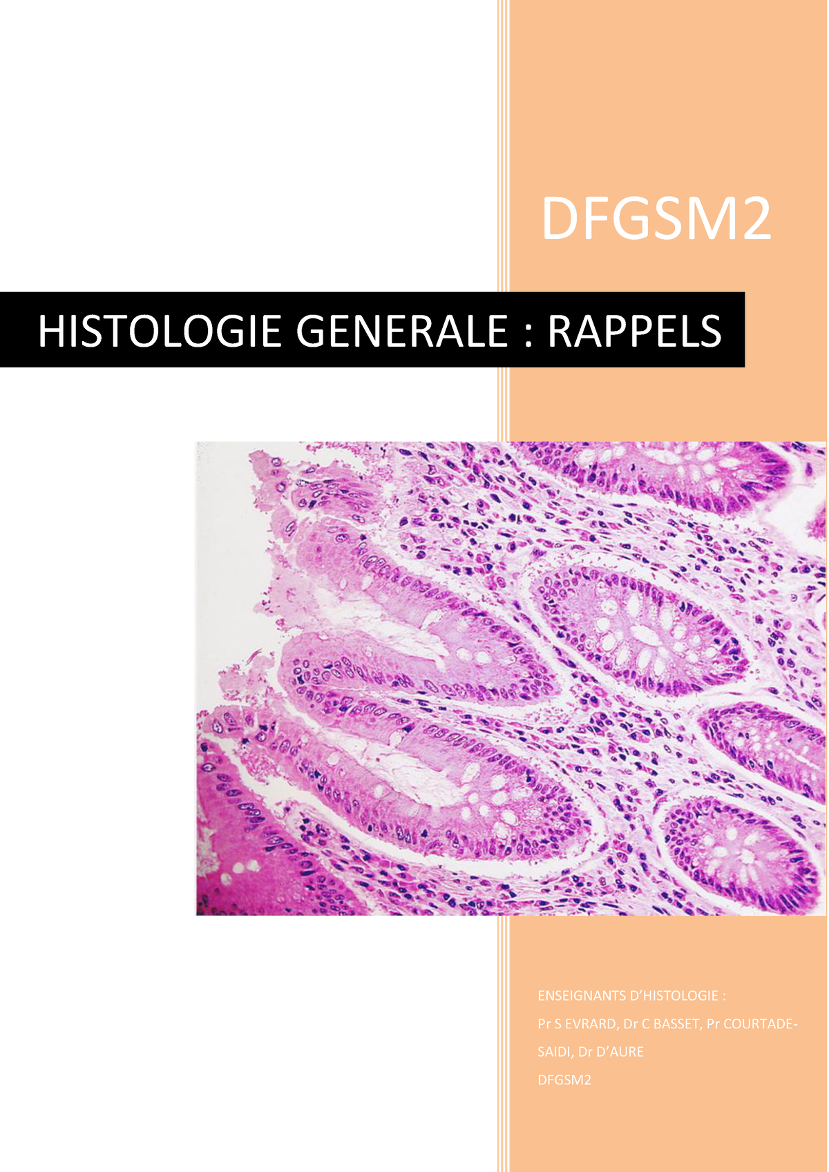 Histologie Générale - DFGSM ENSEIGNANTS D’HISTOLOGIE : Pr S EVRARD, Dr ...