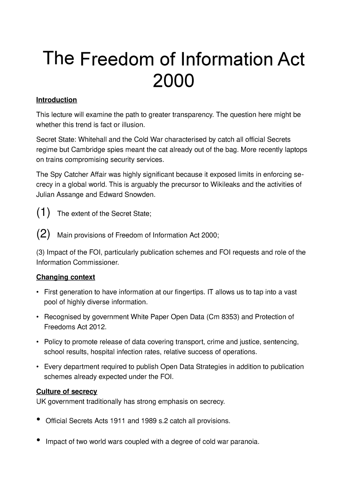 The Freedom Of Information Act 2000 The Freedom Of Information Act 2000 Introduction This