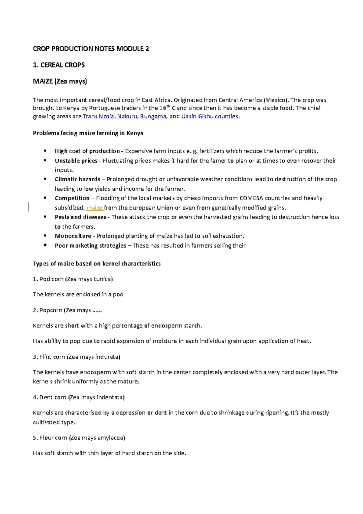 CROP Production NOTE Module 2 CROP PRODUCTION NOTES MODULE 2 1