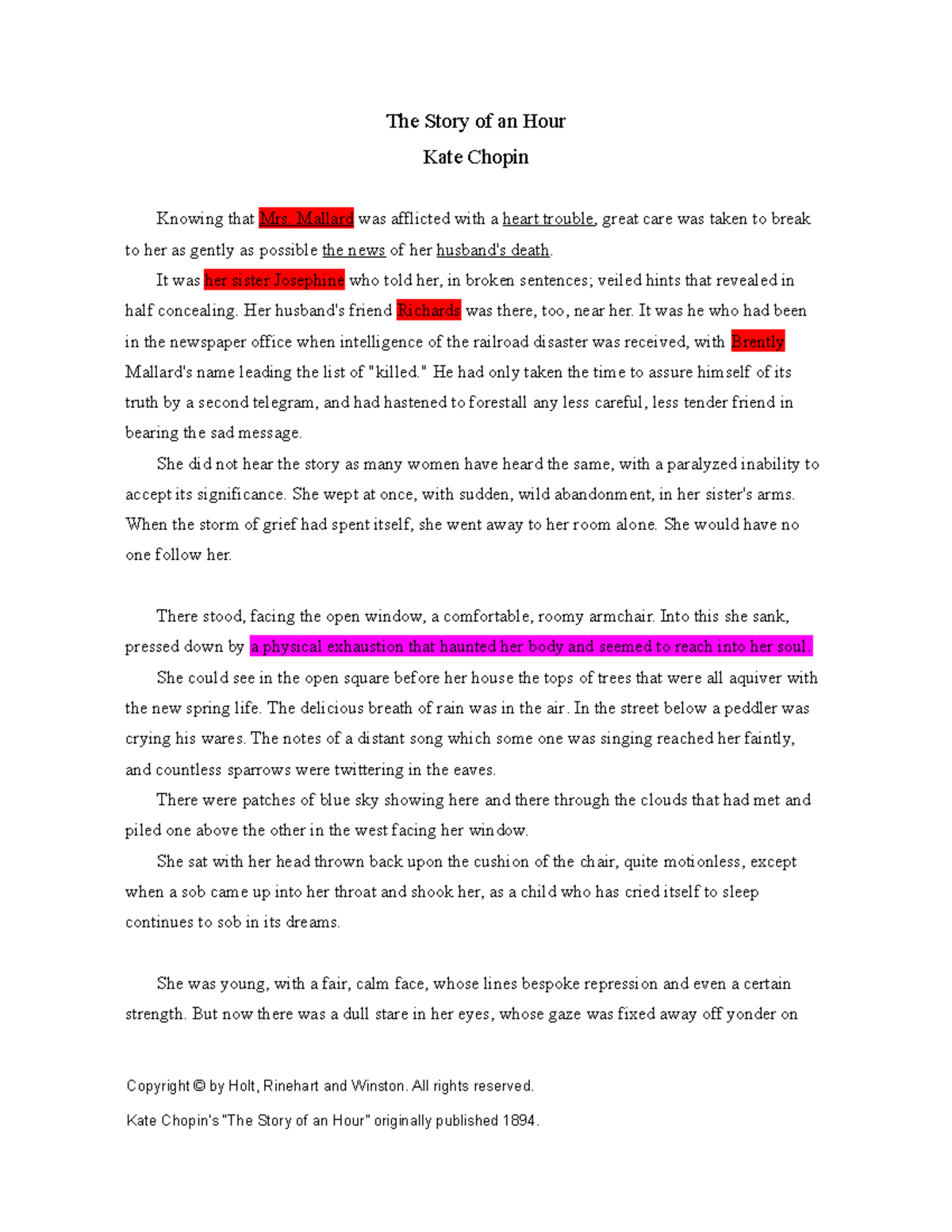 kate chopin the story of an hour