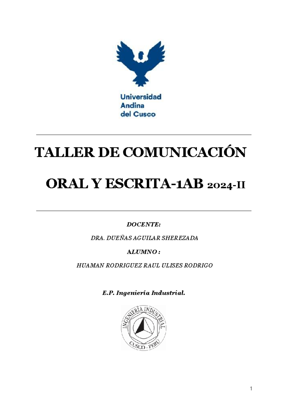 Taller C.O.E 1 - hola hola hola - TALLER DE COMUNICACIÓN ORAL Y ESCRITA ...