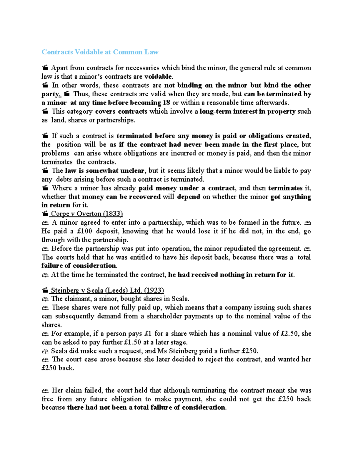 LAW 002 v01 - Lecture notes 4 - Contracts Voidable at Common Law Apart ...