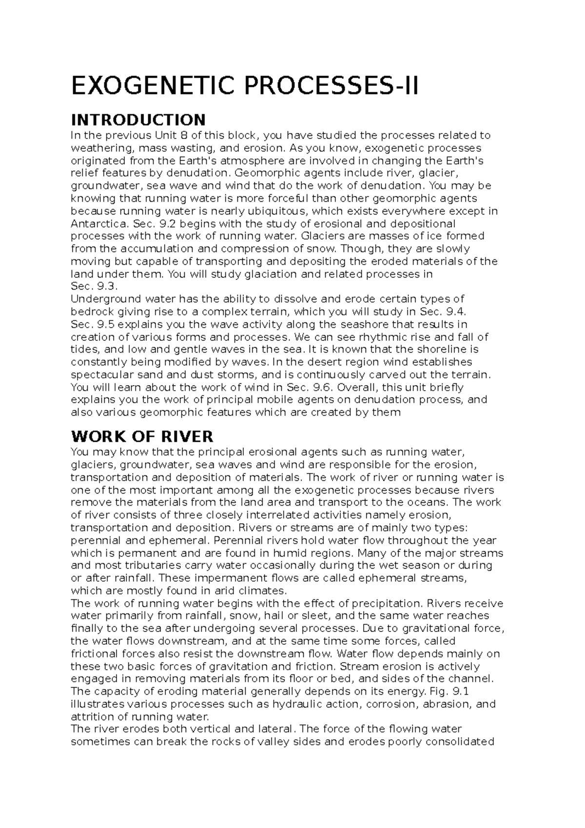 Other Exogenetic Processes - EXOGENETIC PROCESSES-II INTRODUCTION In ...