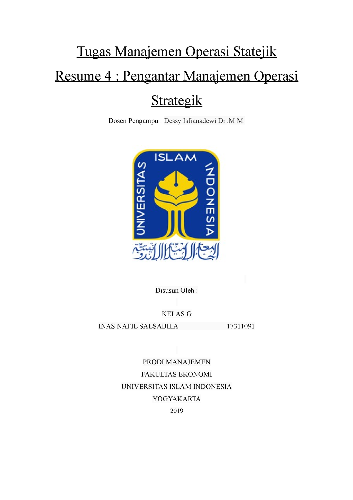 Pengantar Manajemen Operasi Strategik - Tugas Manajemen Operasi ...