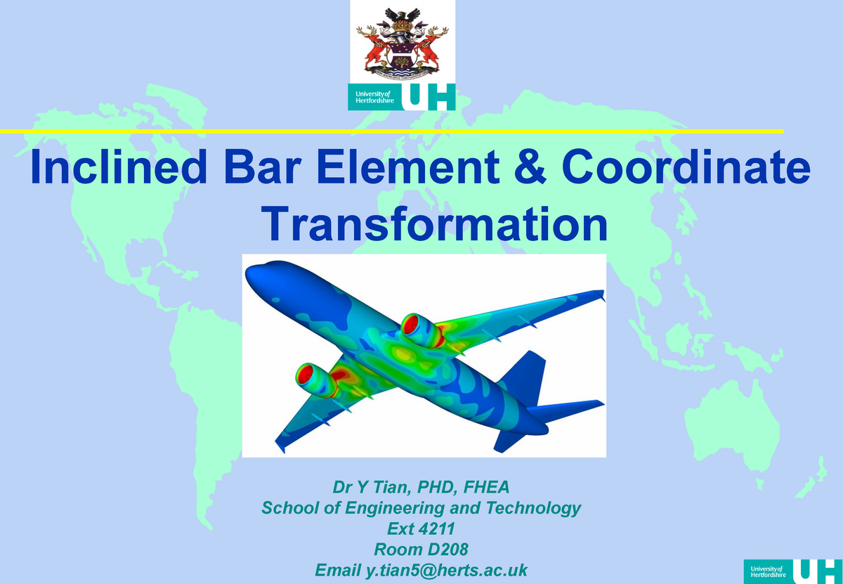 FEA2 Inclined bar element examples from course mtrl Inclined Bar