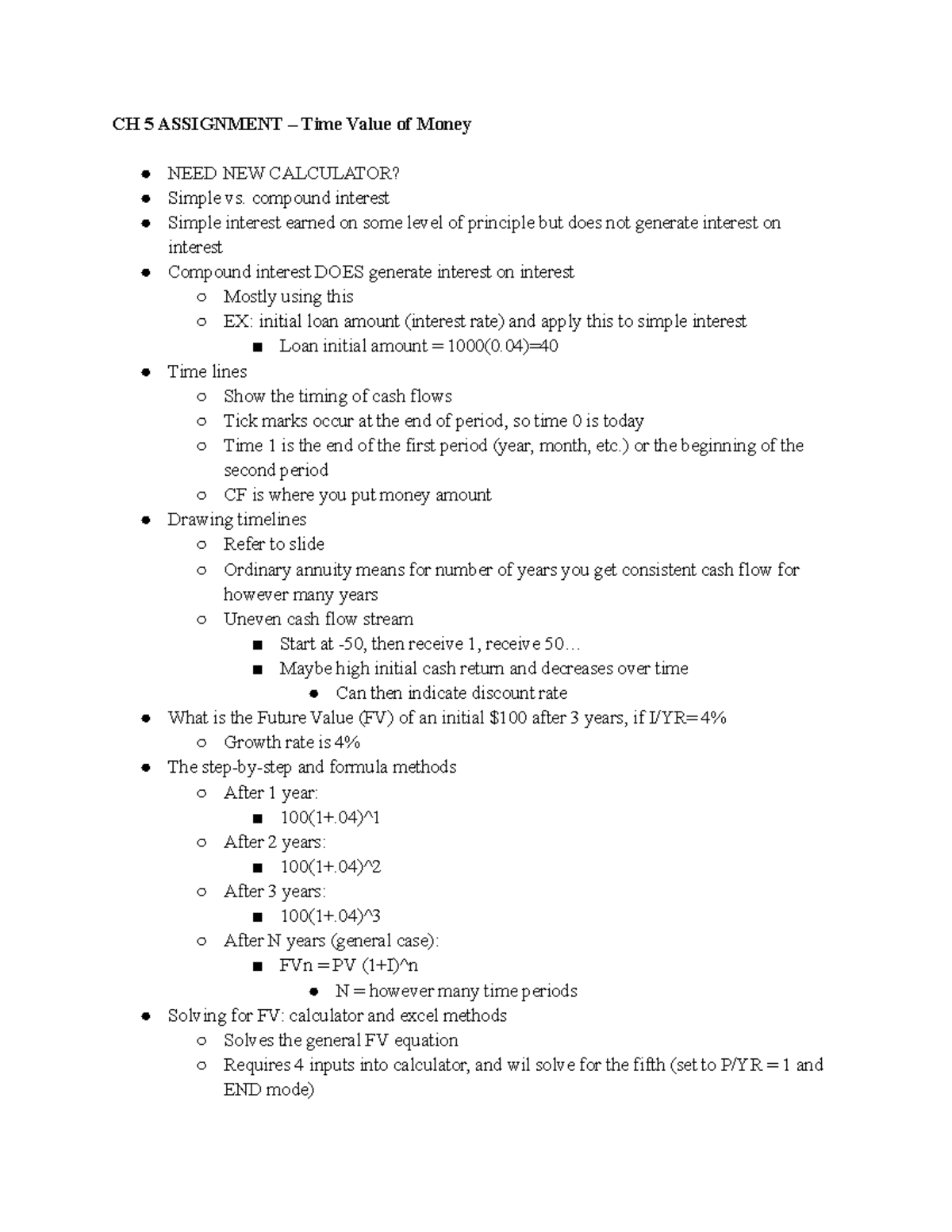 Fin 320 Week 4 Notes Time Value Of Money Ch 5 Assignment Time Value Of Money Need New Fin 320 Week 4 Notes Time Value Of Money Ch 5 Assignment Time Value Of Money Need New