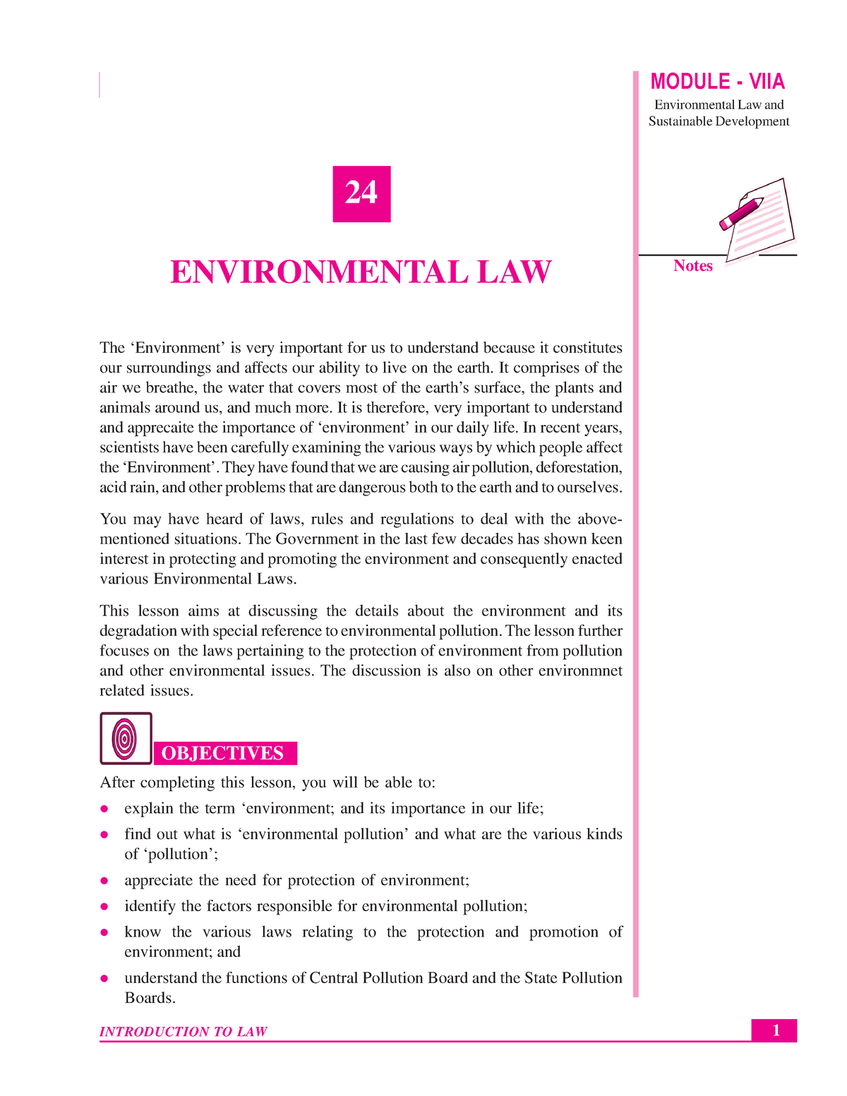 Environmental LAW Notes - Environmental Law And Sustainable Development ...