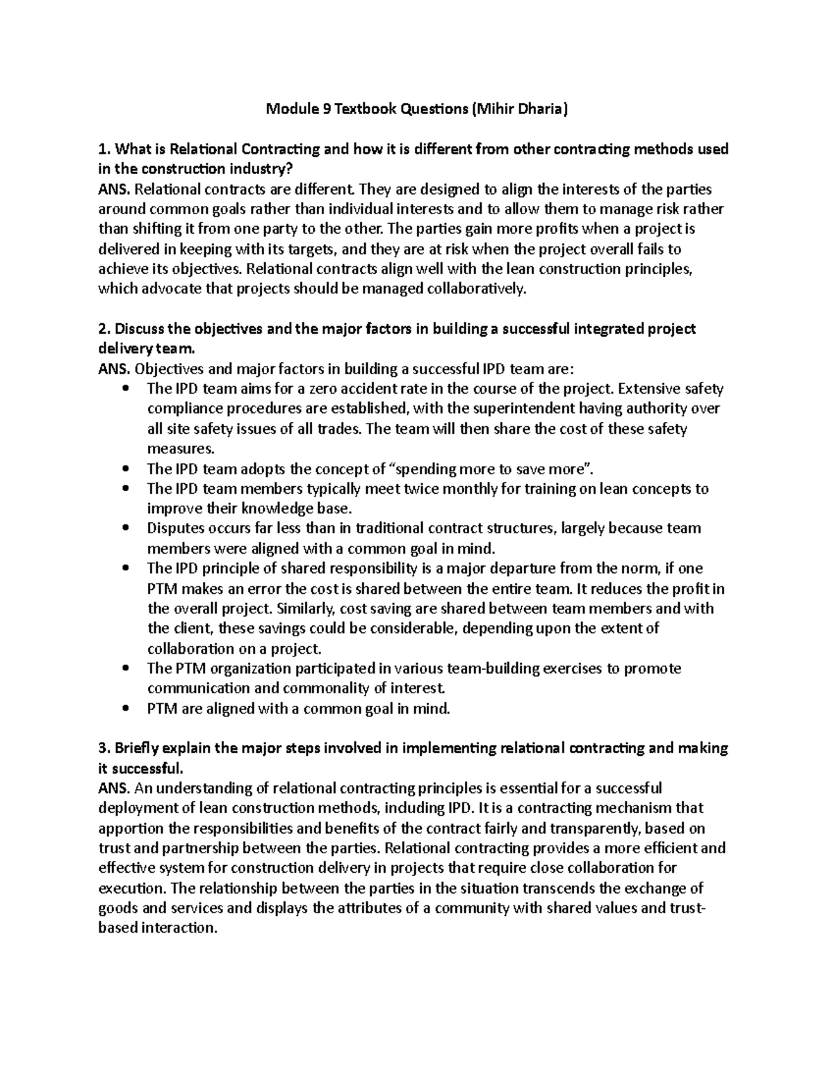 Module 9 Textbook questions - Module 9 Textbook Questions (Mihir Dharia ...