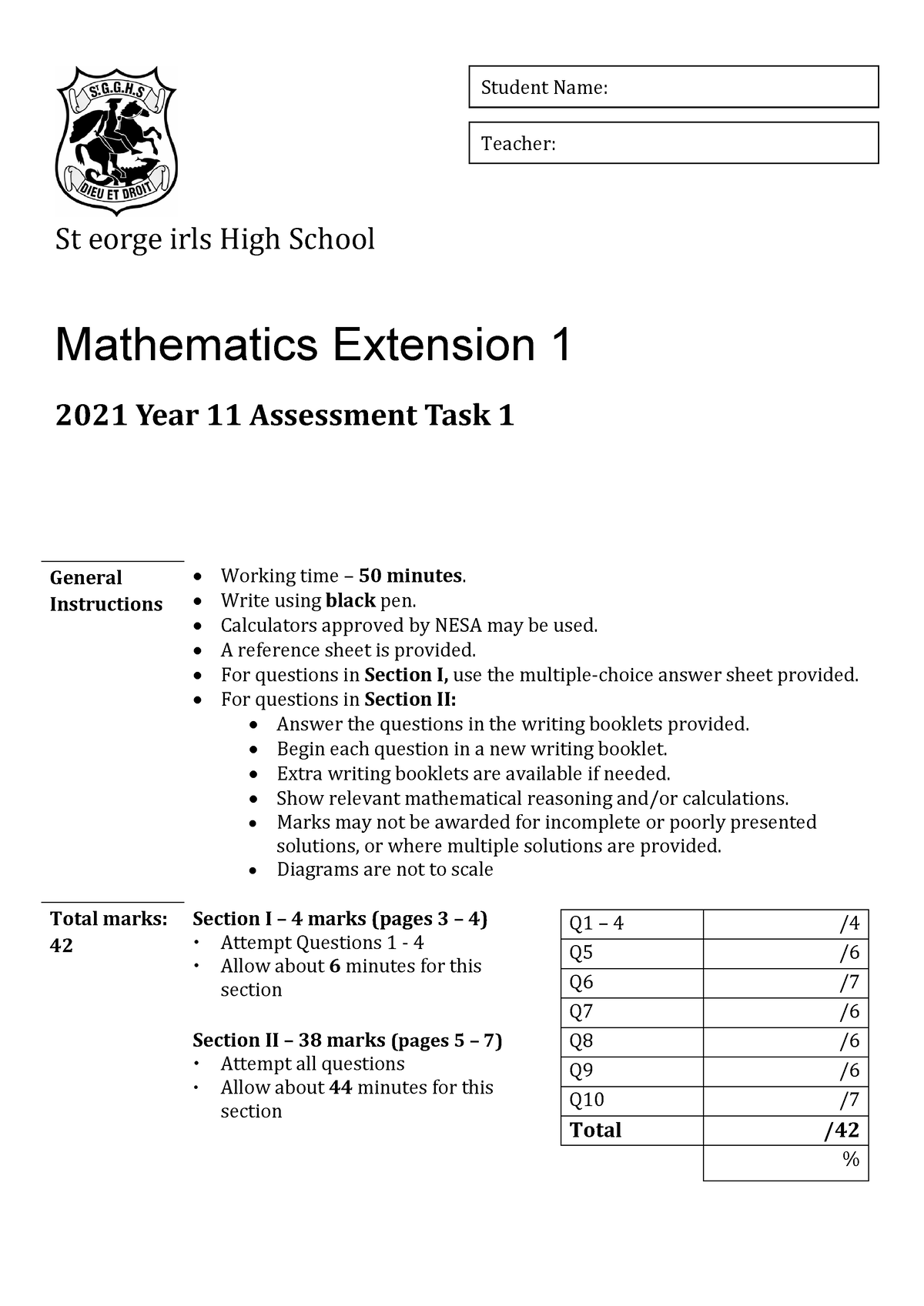 Y11 Ext 1 Task 1 Final 2021 - Copy - St Eorge Irls High School 