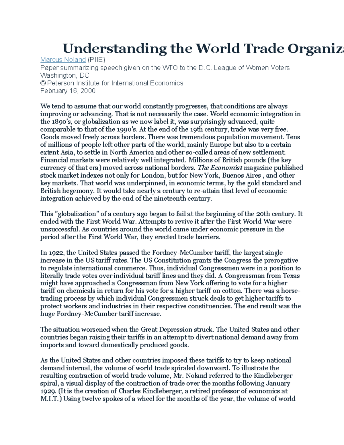 Understanding the World Trade Organization - Understanding the World ...