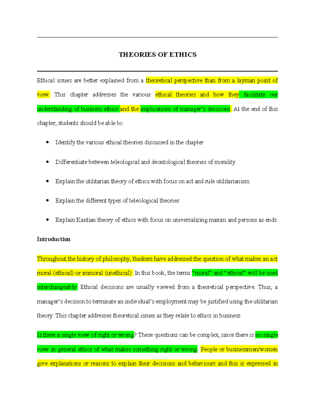 Topic 4 Theories OF Ethics - THEORIES OF ETHICS Ethical Issues Are ...