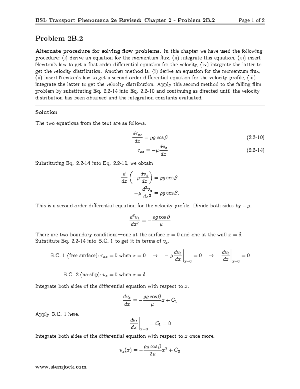 Transport Phenomena Bird 2B2 - BSL Transport Phenomena 2e Revised ...