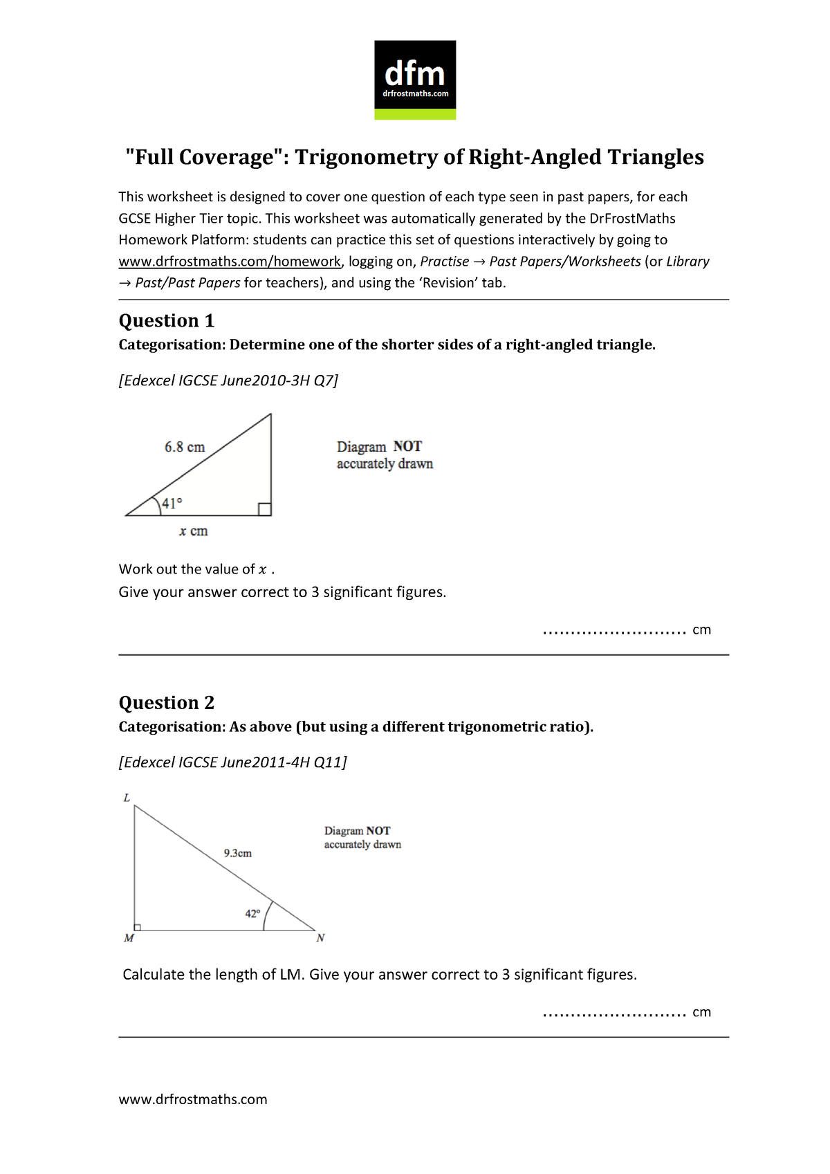 DFMFull Coverage-Trig Right Angled maths - quot;Full Coveragequot;:  Trigonometry of Right-Angled - StuDocu