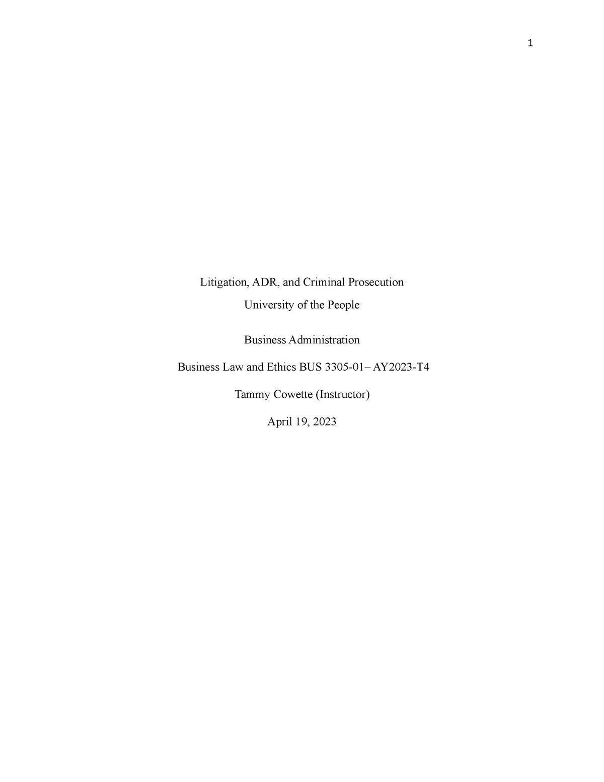 BUS 3305-01 TERM 4 Unit 2 Written Assignment - Business Law And Ethics ...