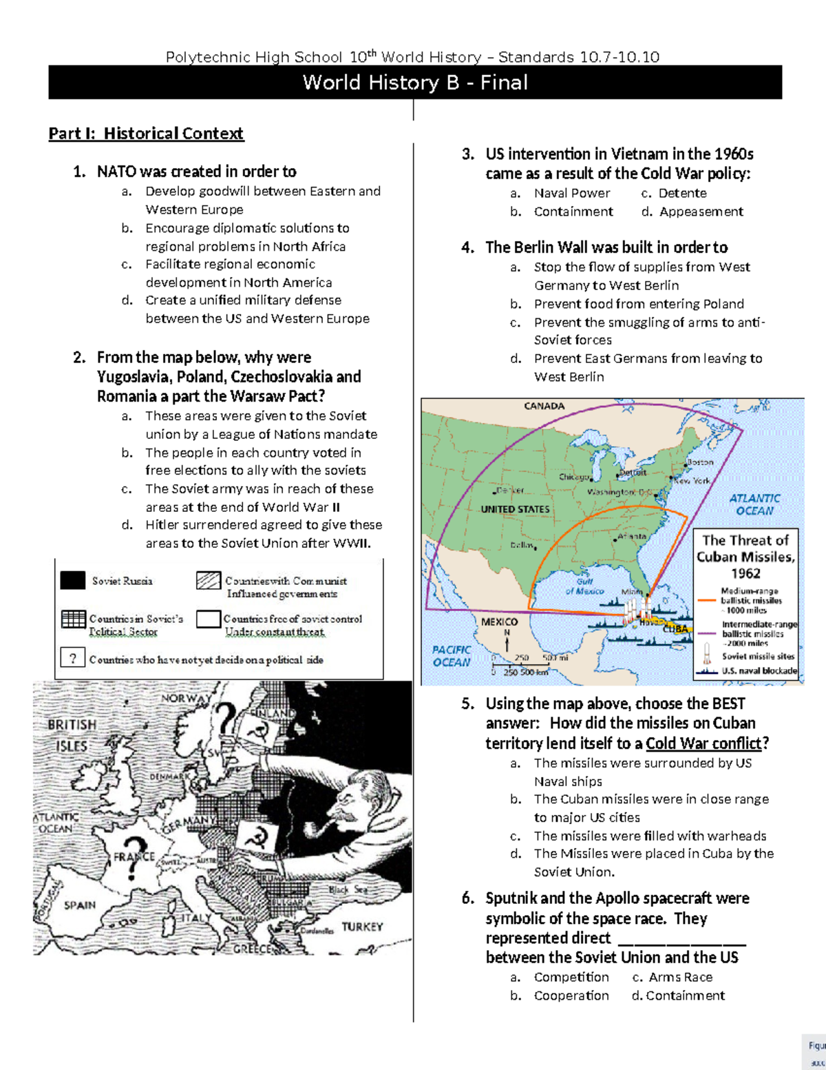 World History B Final - Cheat Sheets - World History B - Final Part I ...