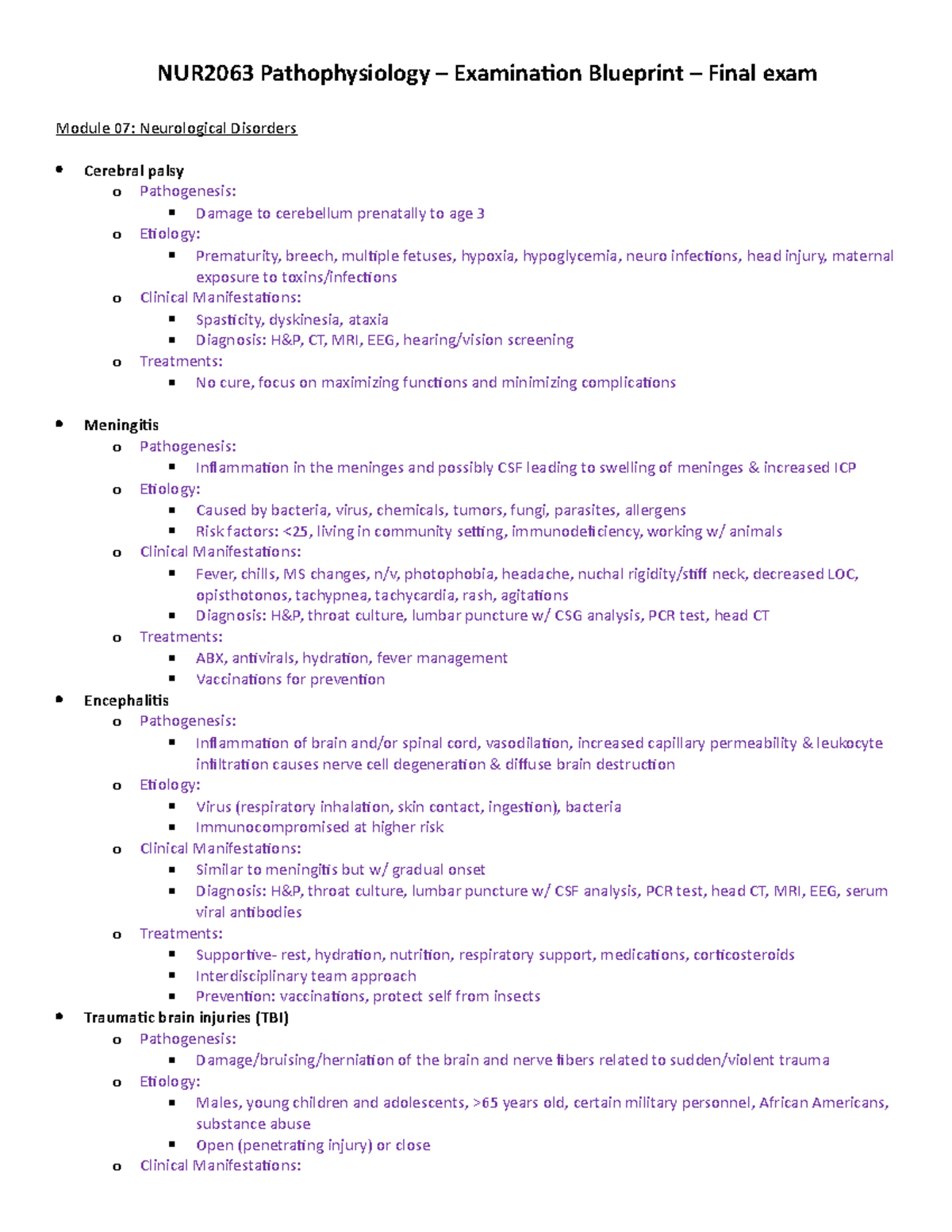 Final Exam Blueprint Patho Fall 2021 Nur2063 Pathophysiology Examination Blueprint Final Final Exam Blueprint Patho Fall 2021 Nur2063 Pathophysiology Examination Blueprint Final