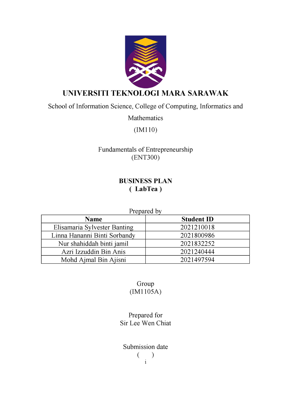 contoh assignment ent300 business plan