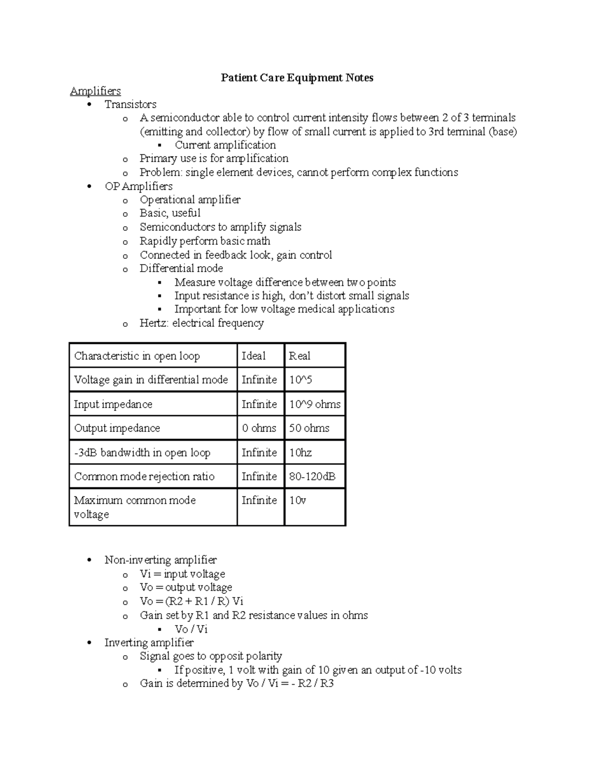 PCE 14 amplifiers and semiconductors Patient Care Equipment Notes