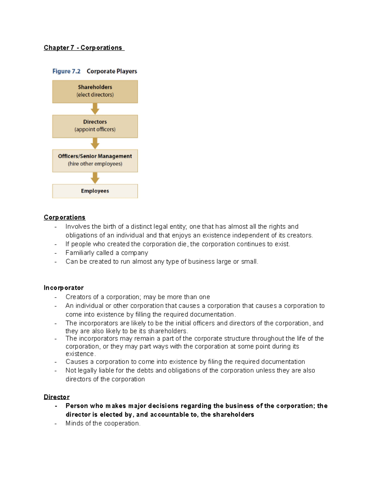 Chapter 7-Business Law - Chapter 7 - Corporations Corporations ...