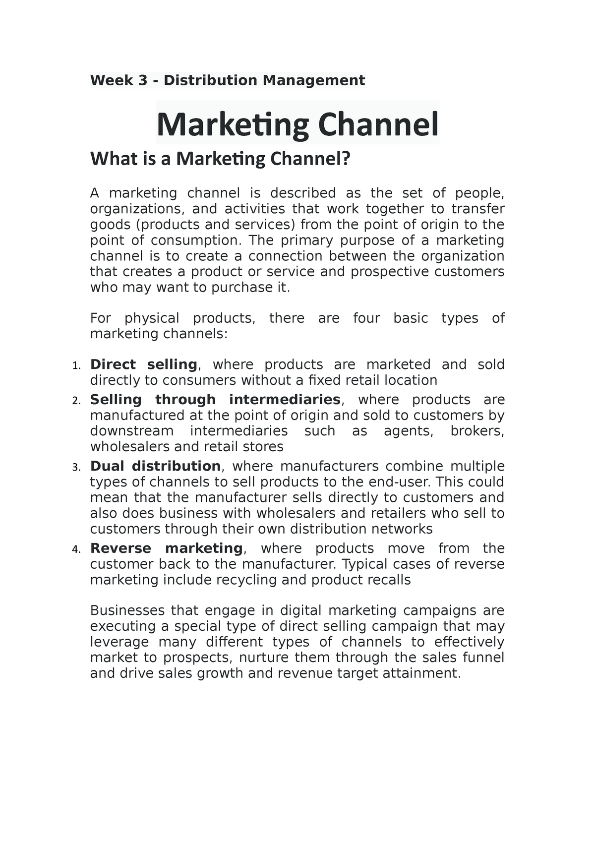 research paper about marketing channel